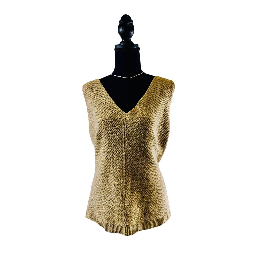 Sleeveless‎ Knit Sweater Vest V Neck Herringbone Pattern Casual Top